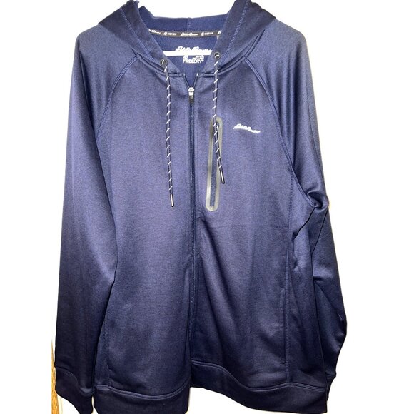 Eddie Bauer Motion Mens XL Full-Zip Hoodie Jacket - Navy Performance Fabric - Picture 1 of 3